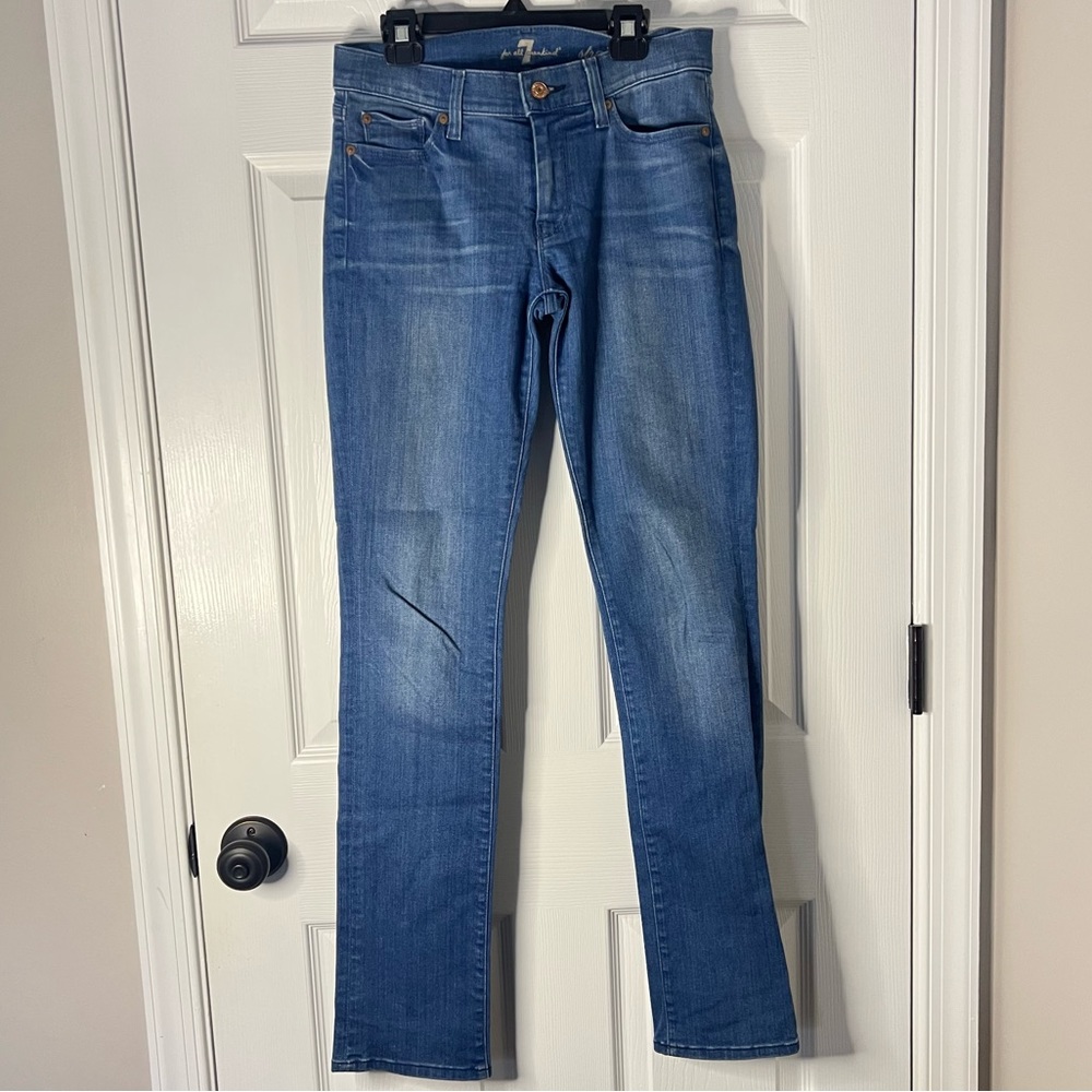 7 for all mankind straight leg blue jeans